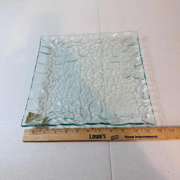 Square Textured Glass Serving Plate 12"x12" By Essential Decor & Beyond Inc. - Picture 3 of 9